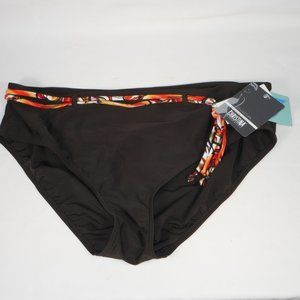 Bikini bottom. CHRISTINA dark brown with color strap. Size 16
